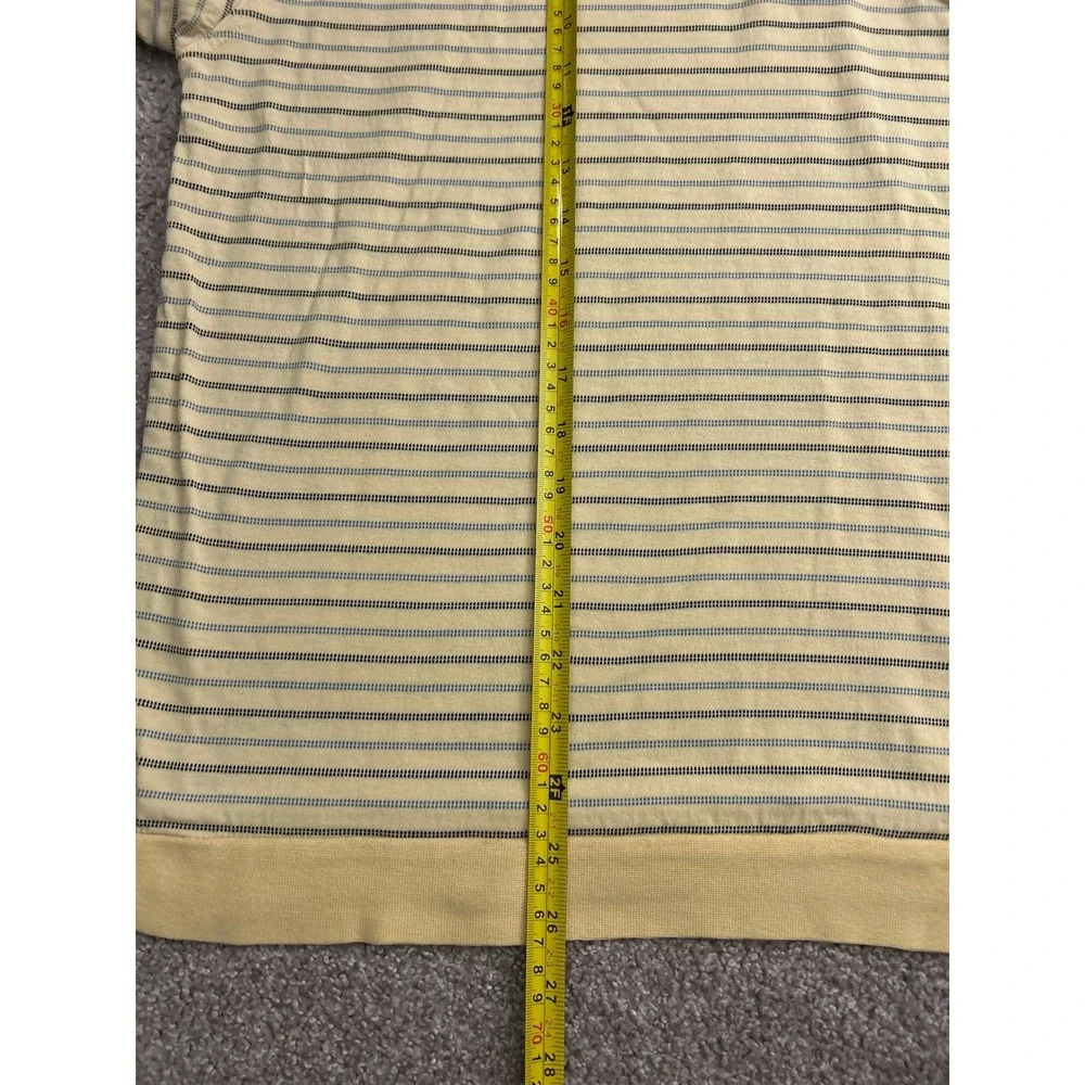 Sun‎ Casuals Polo Shirt Mens XL Yellow Striped Excellent Short Sleeve Pocket Top